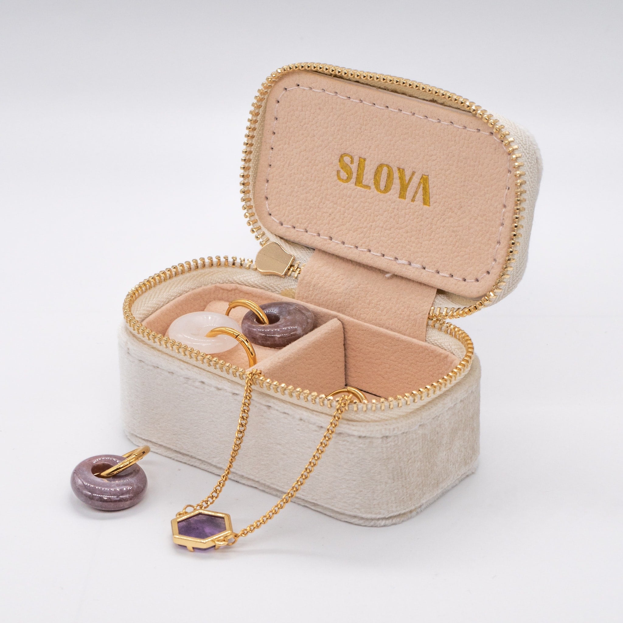 Mini boîte à bijoux velours blanc coton - SLOYA